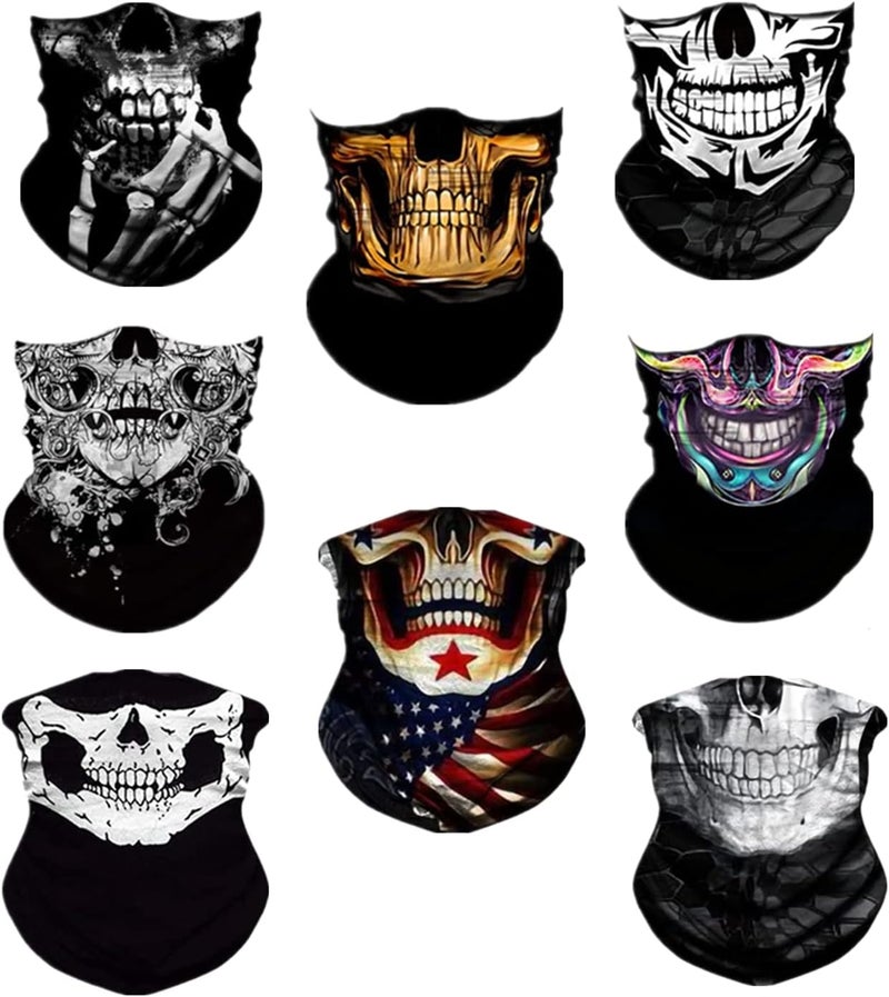 WYSUMMER 8PCS Scarves Bandanas Face Tube Black Headband, Motorcycle Multi Function Headwear Hat Scarf Neck Warmer Balaclava - Image 1